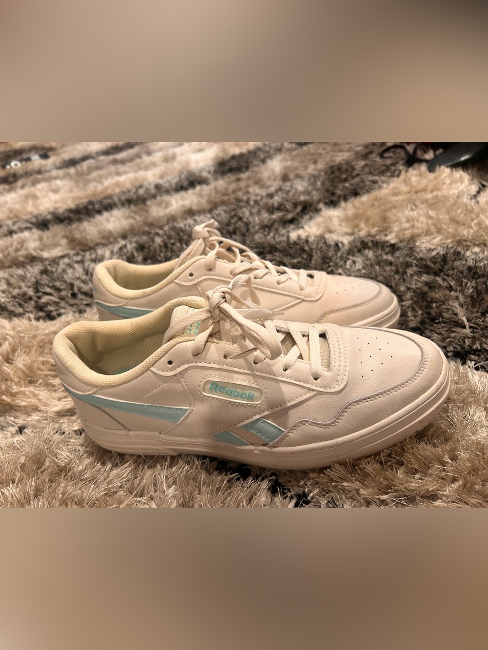 Reebok Cream Sneakers with Pale Blue Accents